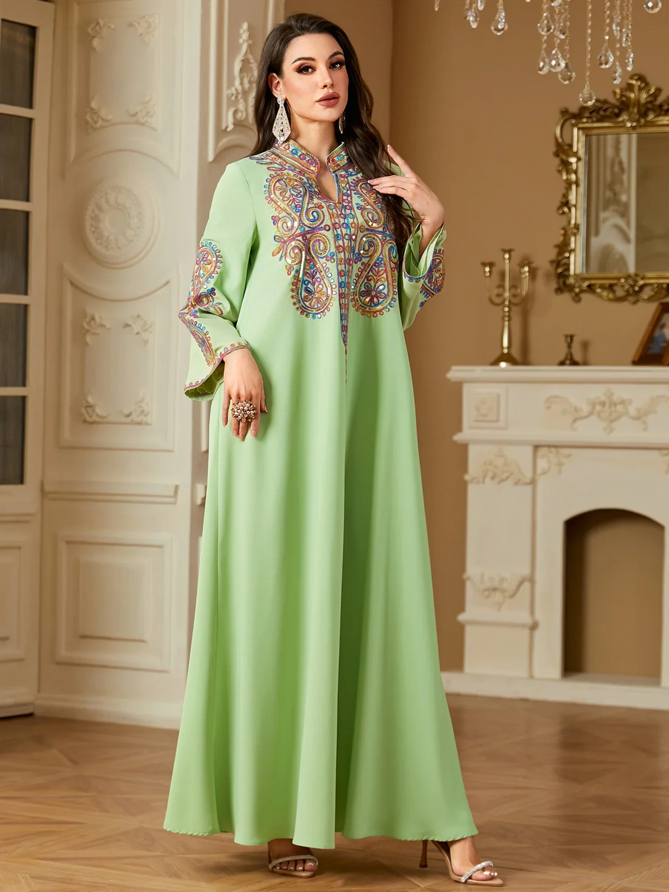 

Muslim Eid Dress for Women Abaya Embroidery Party Caftan Robe Jalabiya Ramadan Vestidos Largos Morocco Dubai Kaftan Islam 2025