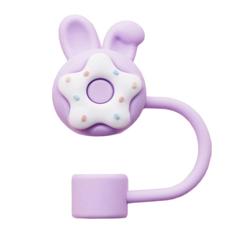 

652F Multipurpose Straw Covers Caps Creative Silicone Straw Toppers Leak proof Straw Covers with Pattern For Drink