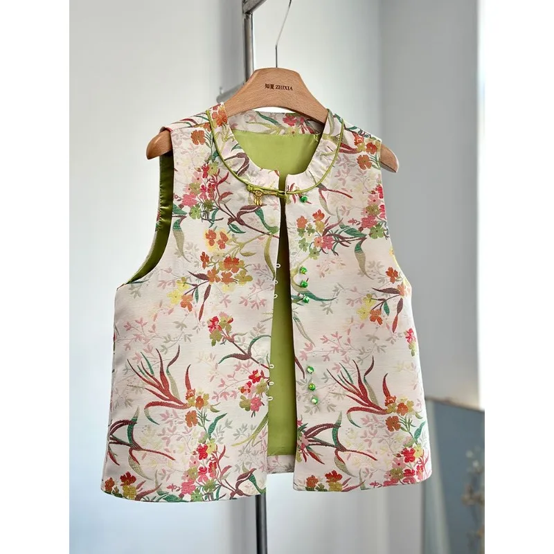 Blouse Women Spring Premium Chinese Style Vest Retro Jacquard Floral Camisole New Comfortable Minimalist Versatile Niche Luxury