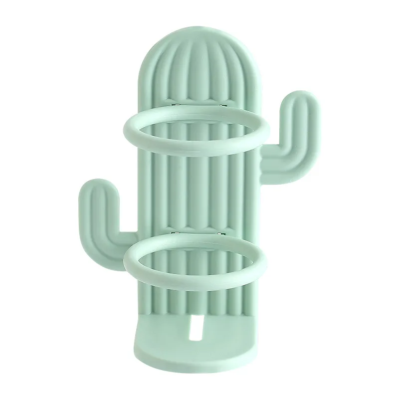 Non perforated toothbrush holder cute cactus space saving wall mounted waterproof and draining toothbrush holder