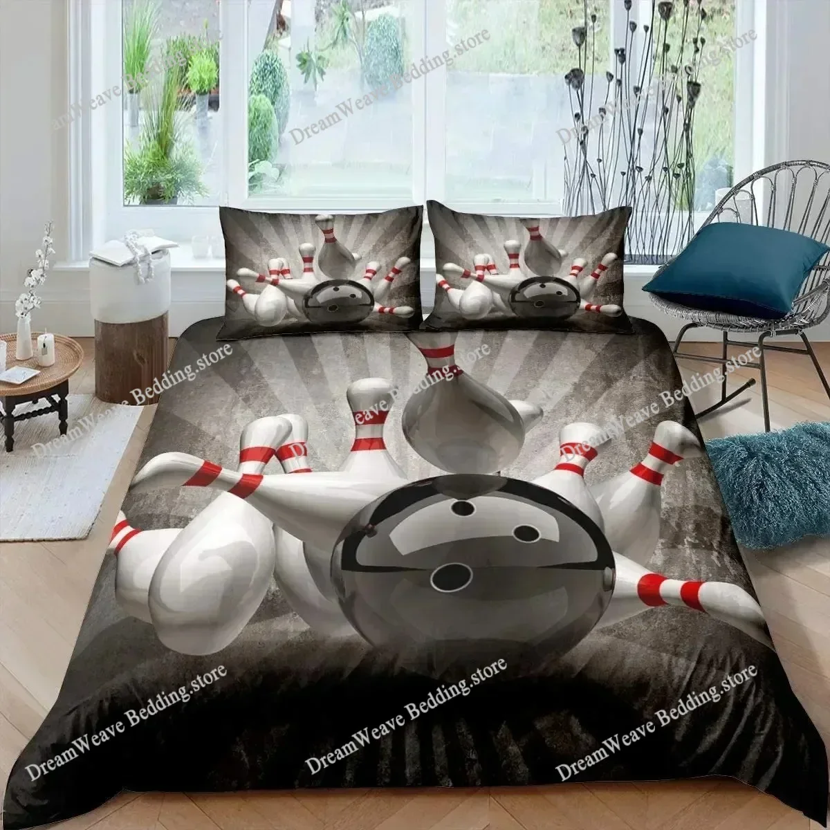 3D Print Bowling Bedding Set, Sports Games Comforter Cover Twin Full Size for Kids Boys Girls Children Fashion Quilt Cover Set51
