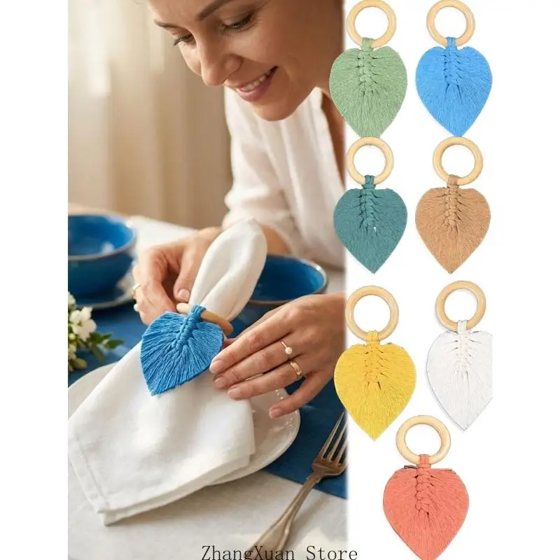 4er-Set Serviettenhalter aus Holzblättern für Hochzeits- und Partytische 3XUF – Detail 10