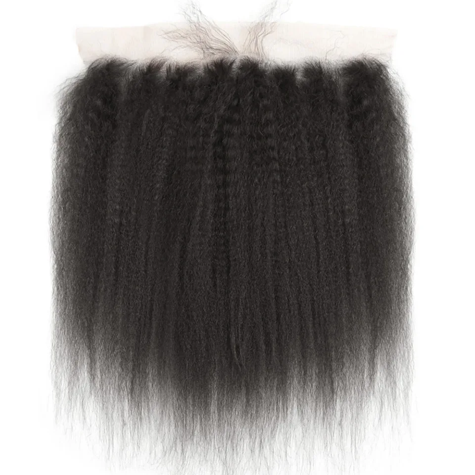 Kinky Straight 13x4 13x6 Human Hair Lace Frontal Full End Natural Color Brazilian Virgin Hair Pre-Plucked