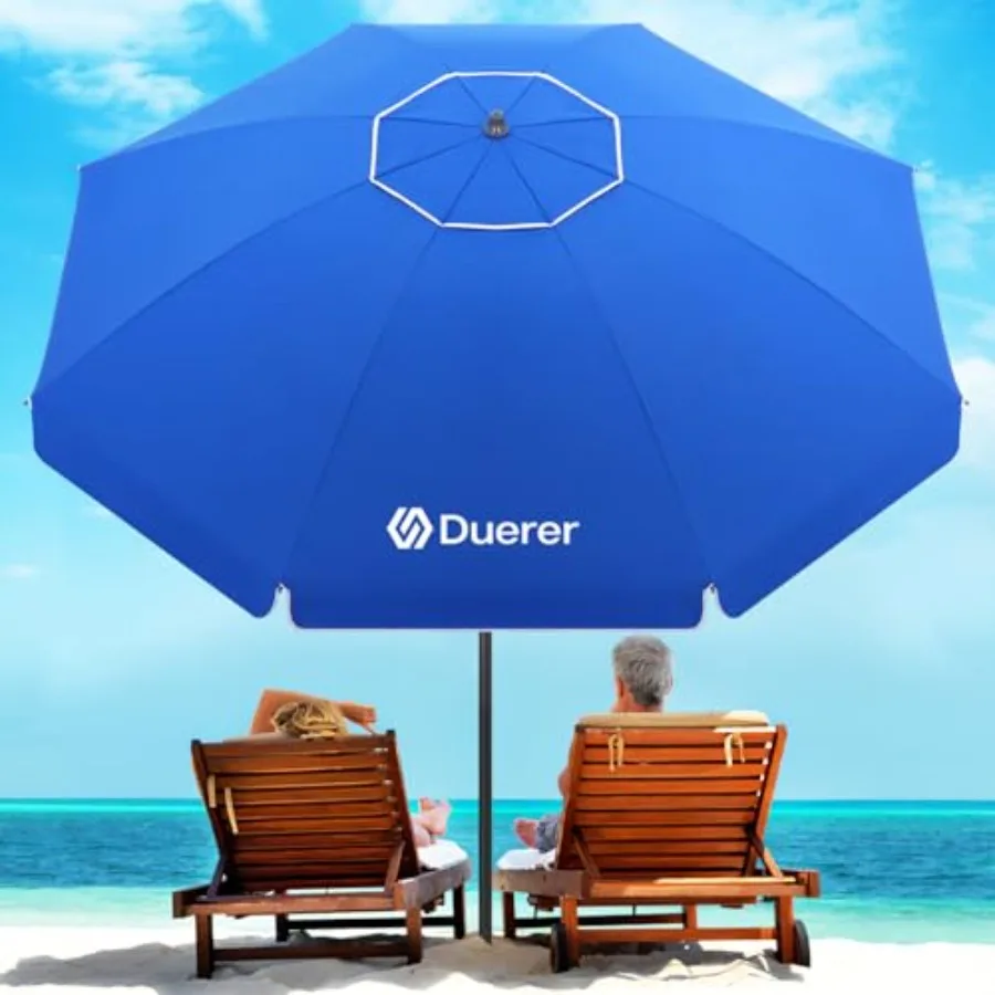 

Beach Umbrella with Sand AnchorHeavy Duty Wind Resistant UPF 50+ Sun Shade, Portable Travel Beach Umbrella with Tilt Carry Bag