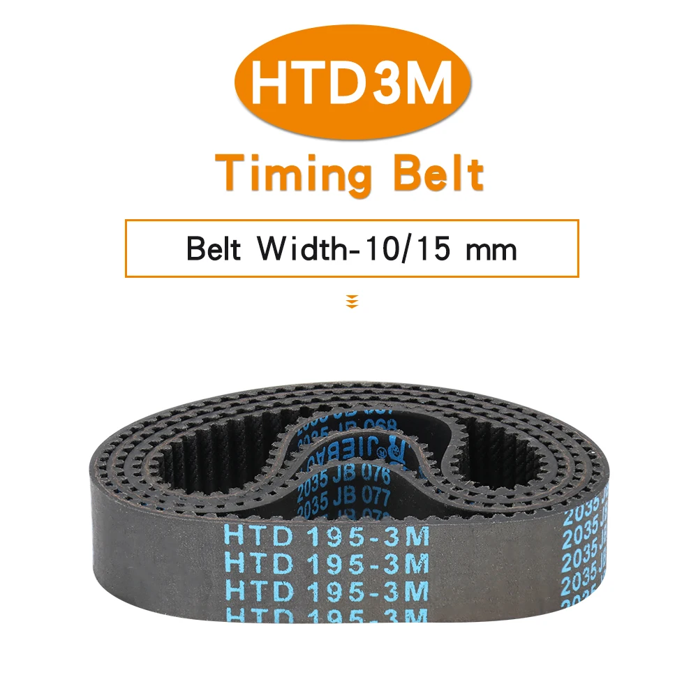 Timing Belt HTD3M-174/177/180/183/186/189/192/195/198/201/204 Closed Loop Synchronous Belt Width 10/15 mm For 3M Alloy Pulley