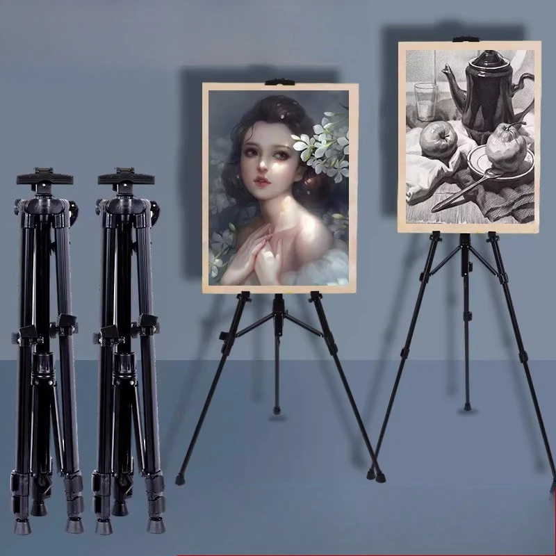 CHINJOO Art Sketch Alloy Easel Foldable Portable Display Stand Hand-Crank Height Adjustable Tripod Art Student Painting Tool