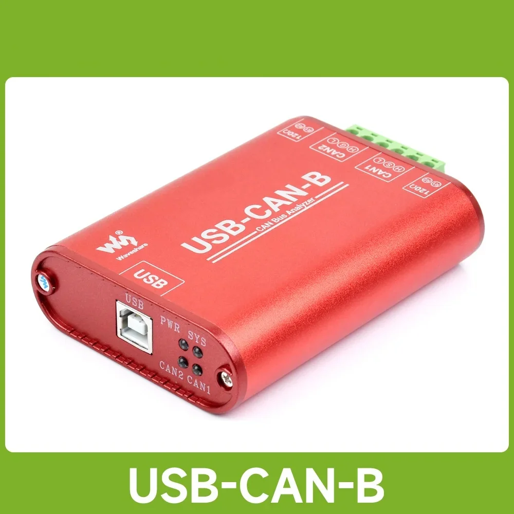 Waveshare IIndustrial Isolation lUSB To CAN Adapter, Dual-Channel, Supports Protocol Conversion Between USB And CAN Bus