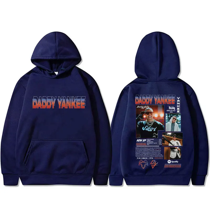 Rapper Daddy Yankee Double Sided Print Hoodie Men Women Hip Hop Vintage Oversized Hooded Sweatshirt Men's Fleece Casual Hoodies