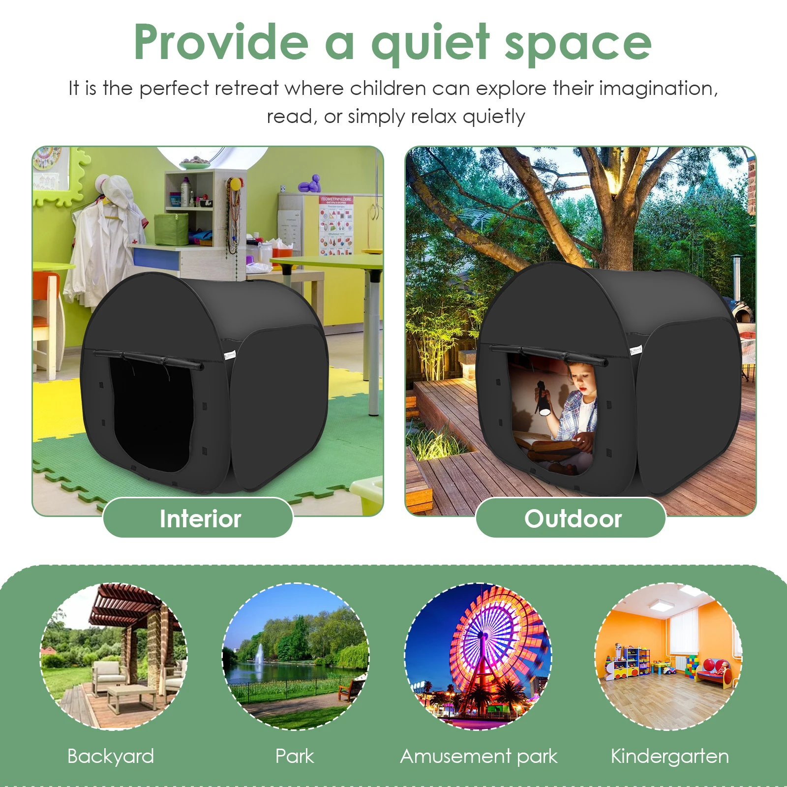 1/2PCS Sensory Tent Kids Foldable Pop Up Tent for Autistic Children Indoor Blackout Tent Storage Bag Hold 1 to 2 People Windows