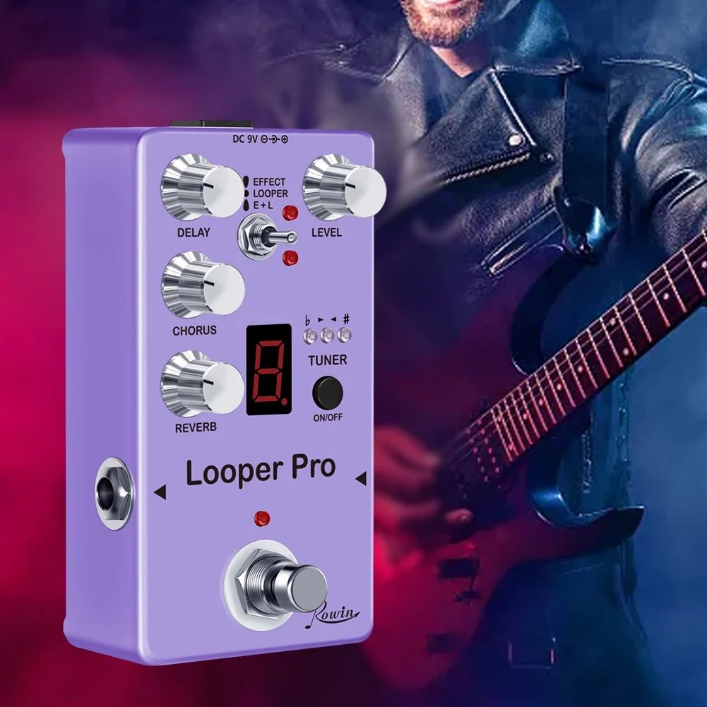 

ROWIN Looper Pro Digital Effect Pedal 40s Loop Recording Reverb Chorus Delay and Tuner Portable and Compact