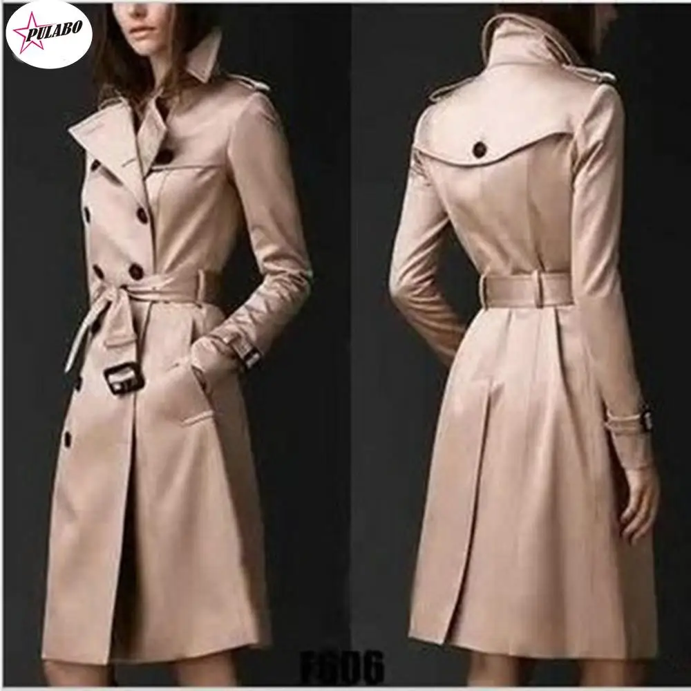 

PULABO Spring Fashion High Quality Women Trench Coat Long Windbreaker Fashion Trend Double-Breasted Slim Long Trench