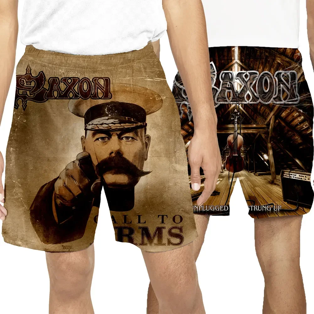 CAVVING-pantalones cortos de playa con estampado 3D para hombre y mujer, ropa de calle informal de secado rápido, banda de SAXON