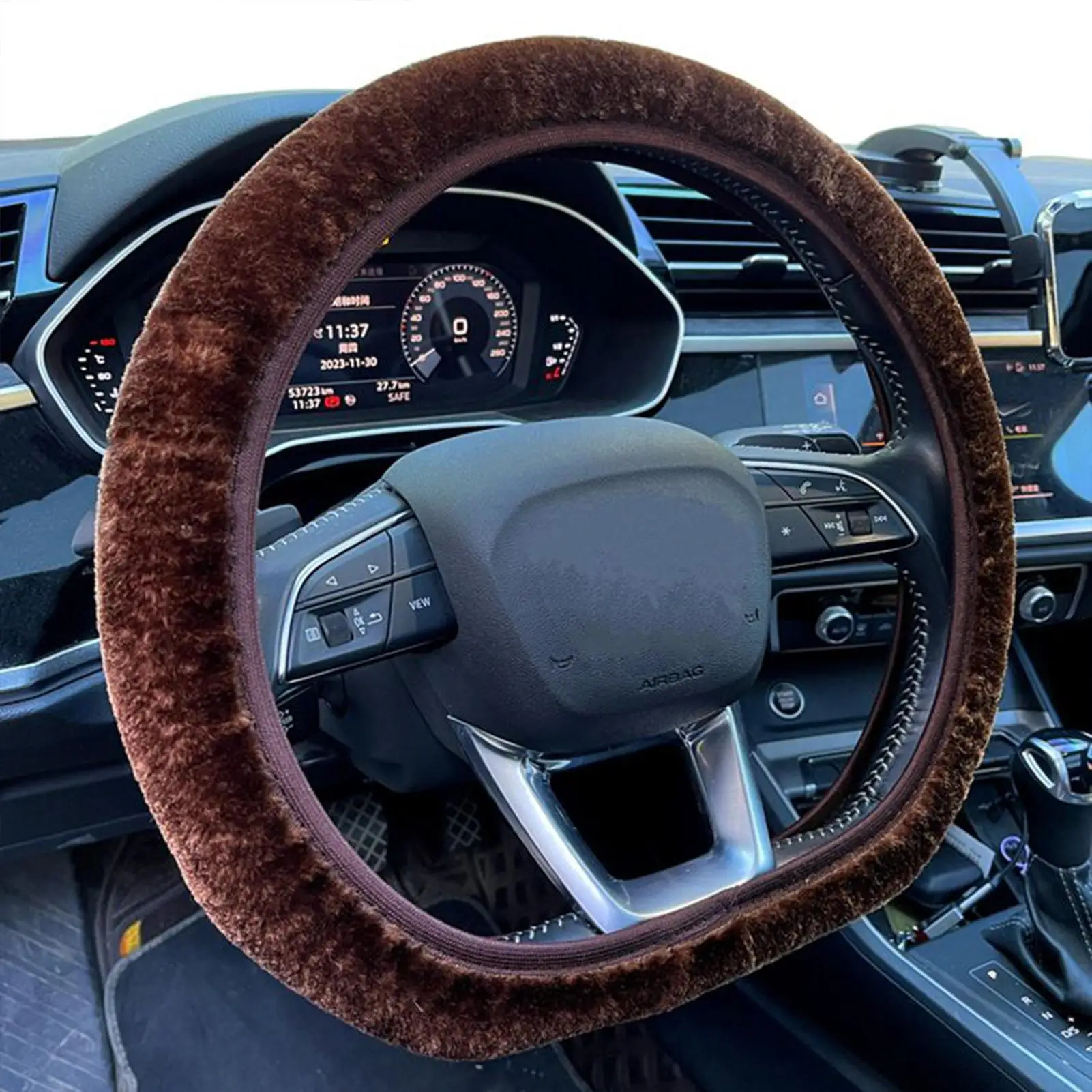 

Super Soft Furry car Steering Wheel Cover Plush Warm Comfort & Anti-Slip Grip for Winter Driving in auto SUV Truck Van