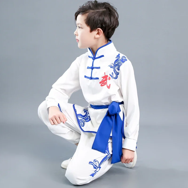 Kinderen Volwassen Chinese Traditionele Wushu Uniform Kids Kungfu Kleding Martial Arts Pak Outfit Changquan Kostuum Voor Meisje Jongen