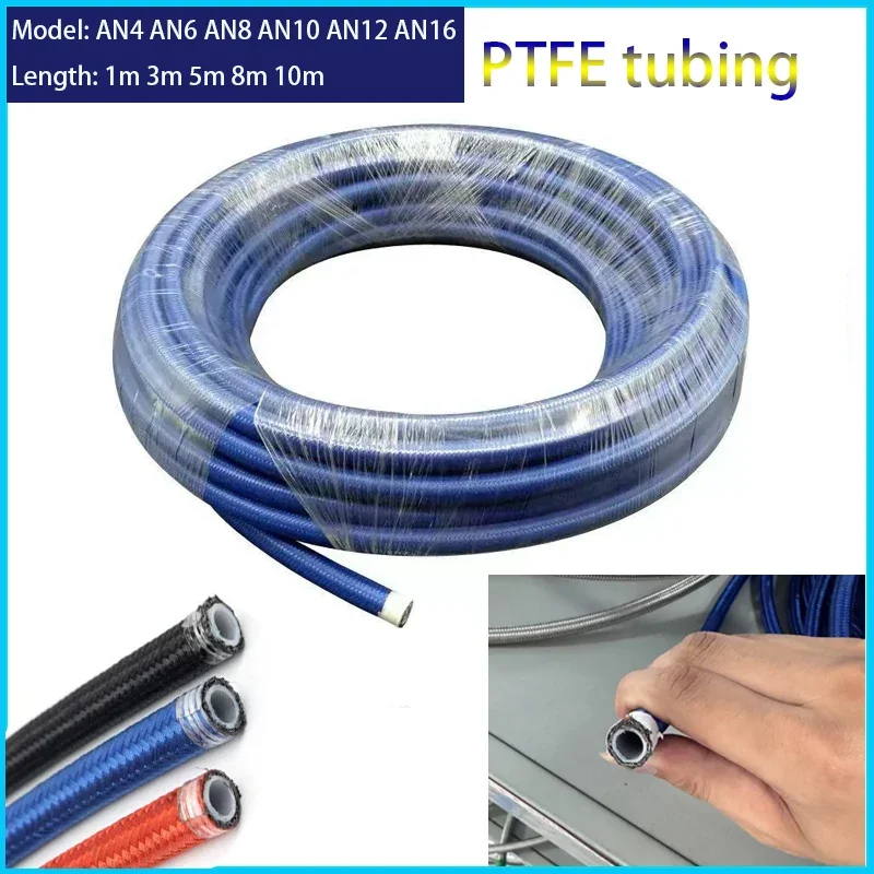 

Blue PTFE fuel hose, automotive fuel pipe fittings, coolant pipe model: AN4 AN6 AN8 AN10 AN12 AN16, length 1m 3m 5m 8m 10