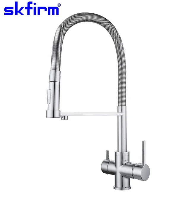 3-Way Kitchen Sink Faucet  Pull Out Kitchen Sink Faucet Modern Design Hot Cold Water Filter Mixer Tap