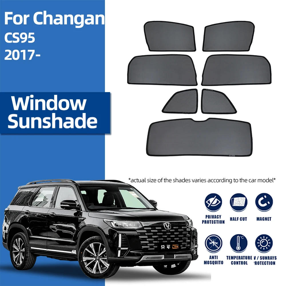 

For Changan CS95 2017-2024 Magnetic Car Sunshade Shield Front Windshield Curtain Rear Side Baby Window Sun Shade Visor