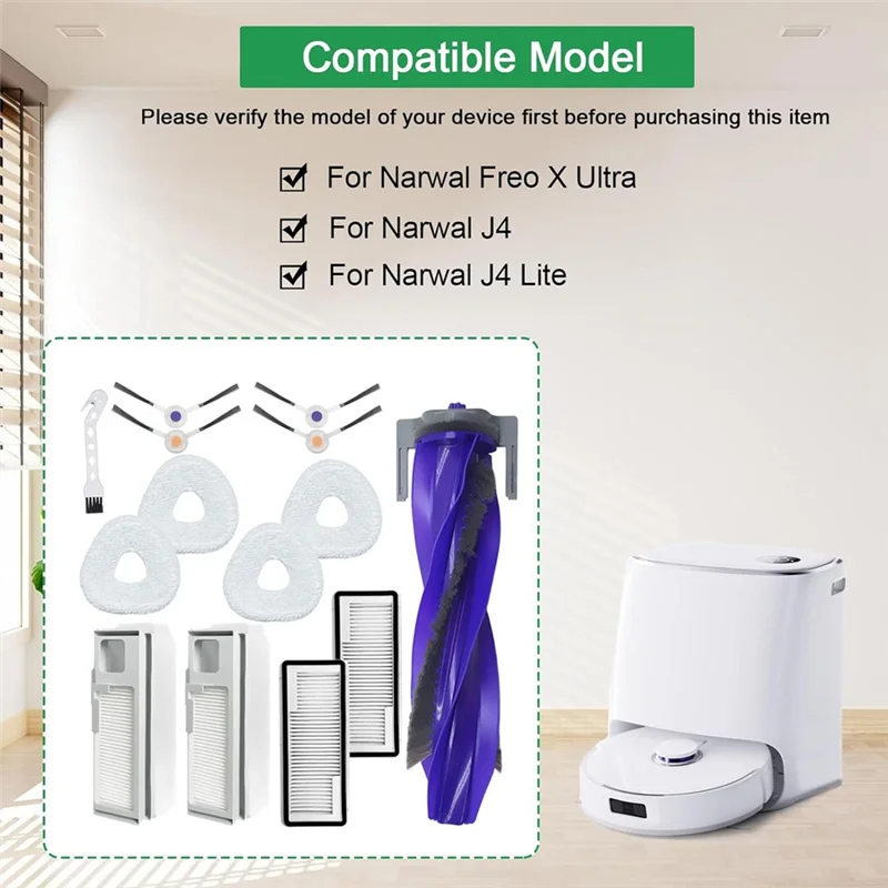 Для Narwal Freo X Ultra / J4 / J4 Lite Аксессуары Основная боковая щетка Hepa Фильтр-мешки Швабра Запасные части РАСПРОДАЖИ