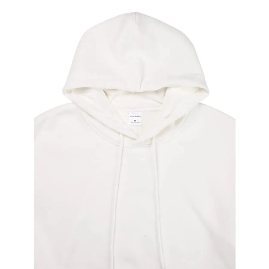 Basic ผู้หญิงลําลอง Hooded Sweatshirt ฤดูใบไม้ร่วงฤดูหนาวแขนยาวพิมพ์ TOP OVERSIZE สีขาว