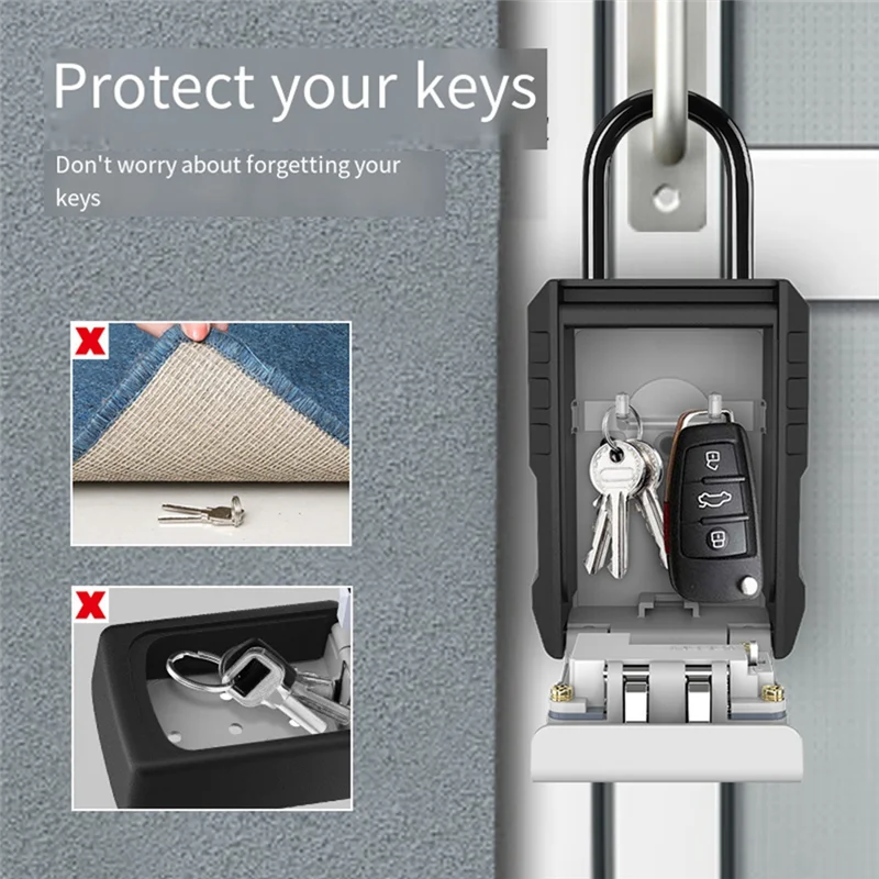 ABGN Large Space Design Passwort-Schlüsselkasten, grauer Autoschlüssel-Safe für Zuhause, Wohnung, Schließfach