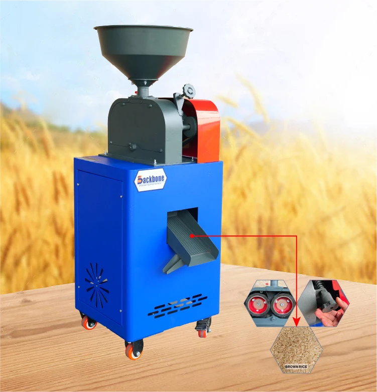 Mini Portable Rice Milling Machine Grain Millet Brown White Rice Processing Machinery for Home Use Rubber Roller