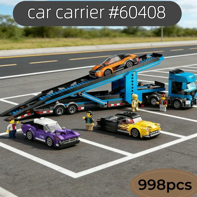 

Новая модель 2026 года: Набор конструктора «Креативный автомобиль» 60408, 998 деталей, серия «Город», гоночный автомобиль-транспортер, праздничный подарок