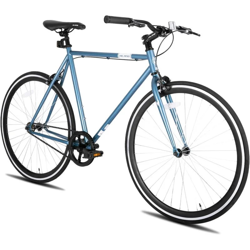 AQHiland 700C Mens Road Race .Single Speed Fixed Gear Womens with Light Frame.Adult Urban Hybrid Bike