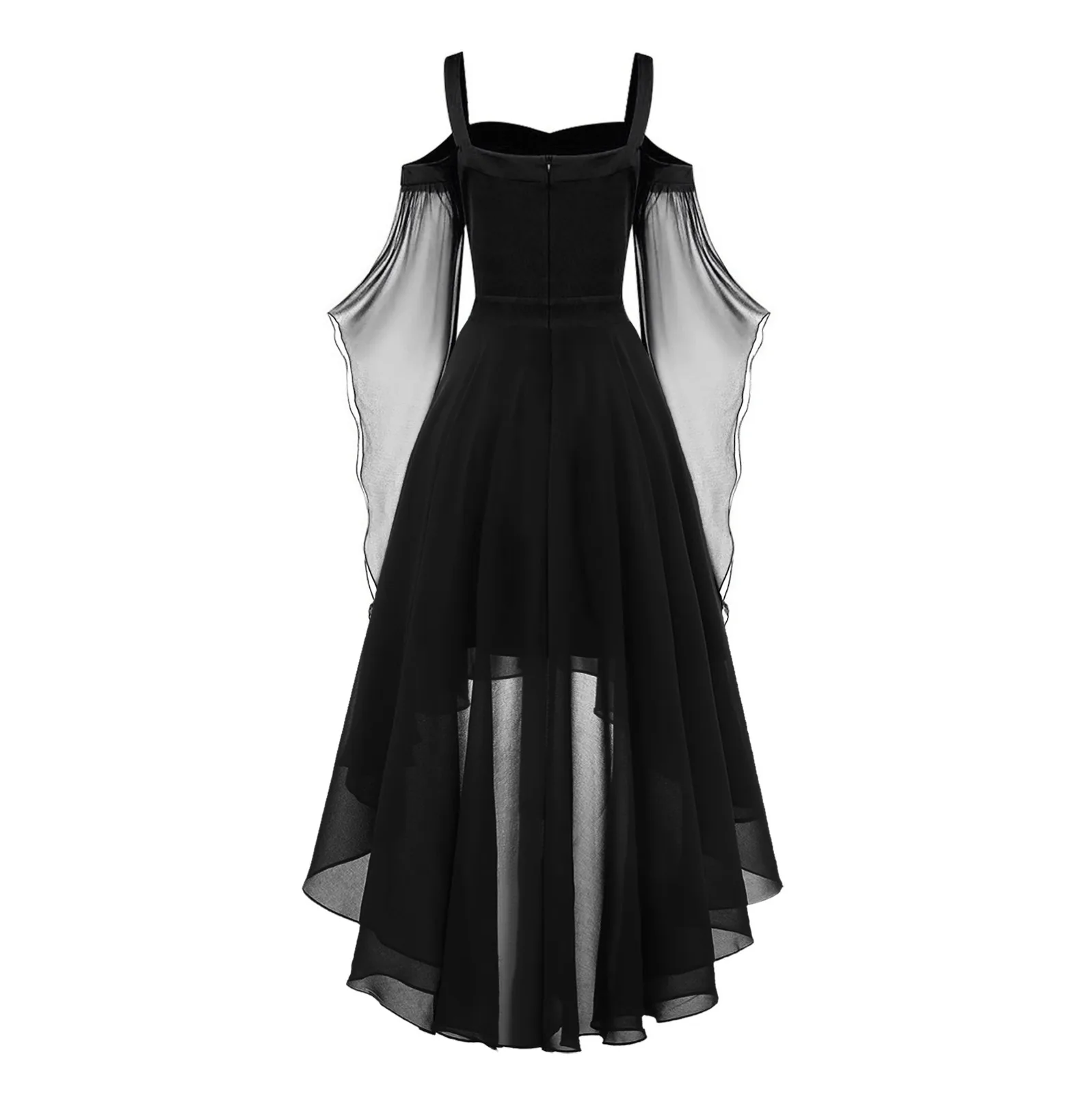 Vestido de bruja Medieval para mujer, disfraz de Halloween, disfraz de Cosplay con hombros descubiertos, manga acampanada, vestido Irregular, vestidos de fiesta de Carnaval Vintage
