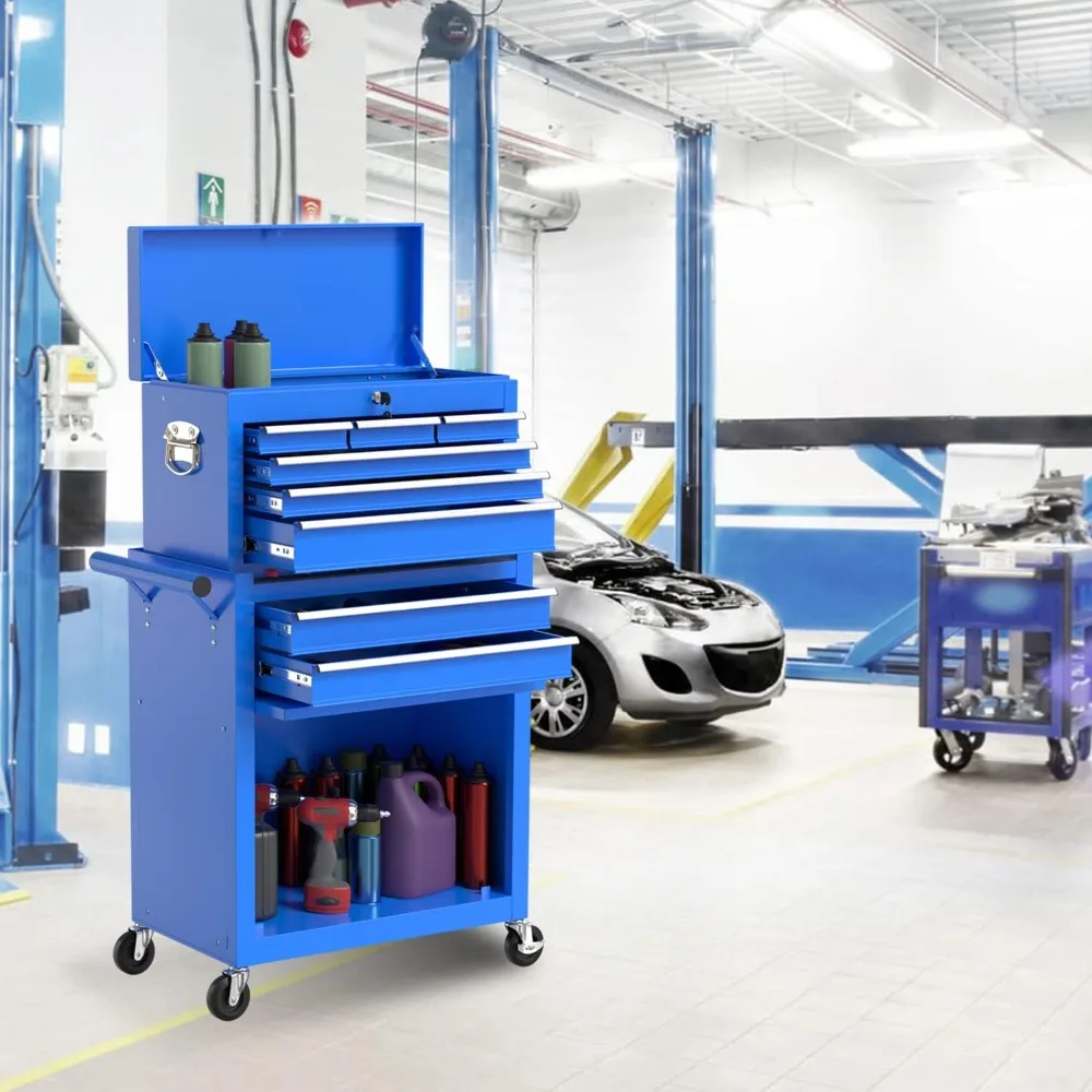 大容量ローリングツールチェスト、取り外し可能なキャビネット収納ツールボックス（ホイールと引き出し付き）、取り外し可能なツールボックス（Lサイズ）