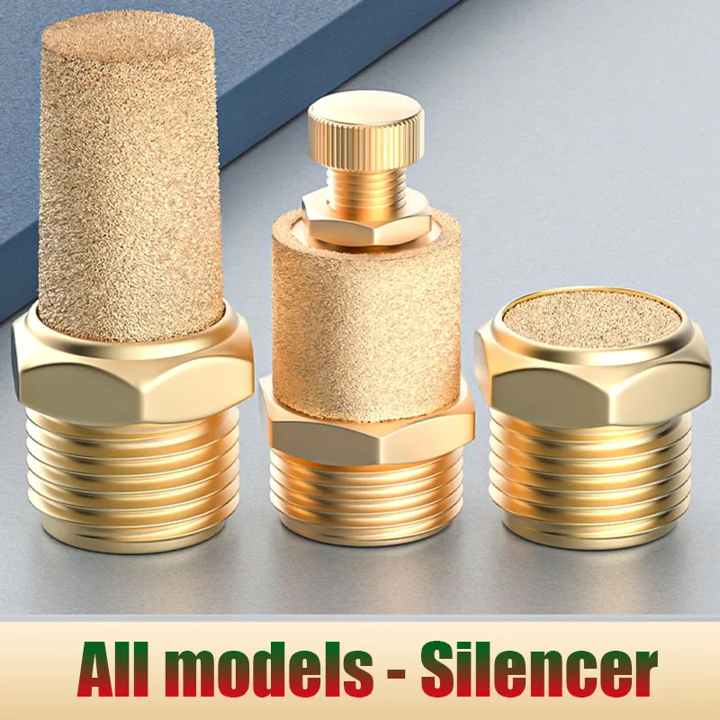 Pneumatic Copper Silencer Flat Head/Throttling/Long Head Silencer BSL-01/02/03/04/06 Noise Reduction Silencer 4 Pcs