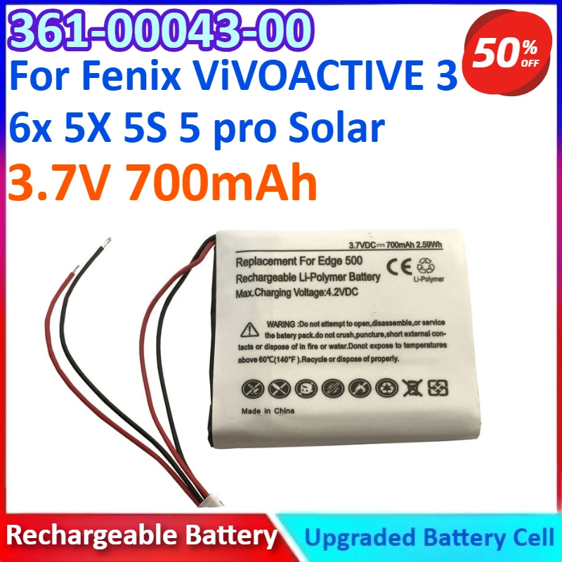 

361-00043-00 3.7V 700mAh Battery for Garmin Edge 820 830 530 520 200 605 130 plus for Fenix ViVOACTIVE 3 6x 5X 5S 5 pro Solar