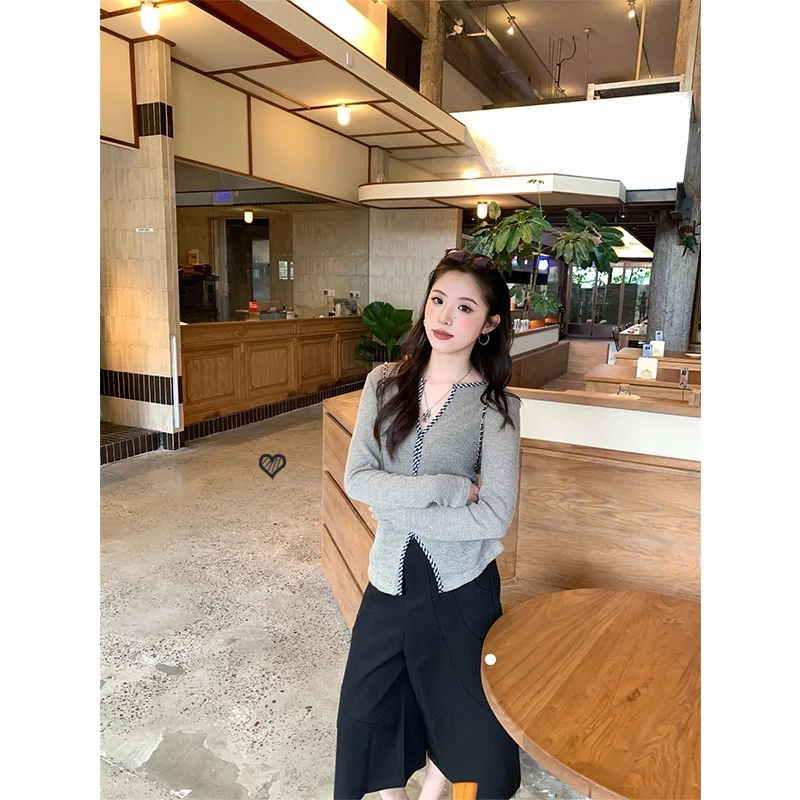 

ay Knitted Sweater Women's Base Layer Plaid Design Slim Fit Autumn Chic Personali OFF Commute Sle Long Sve T-irt