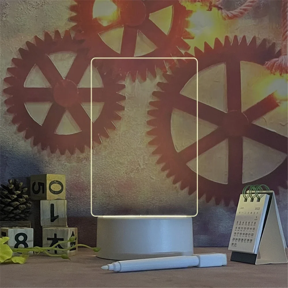 Transparent Message Board Night Light Glowing Memo Acrylic LED Ambient Lights Daily Moment Note Board Erasable Room Decor Gift