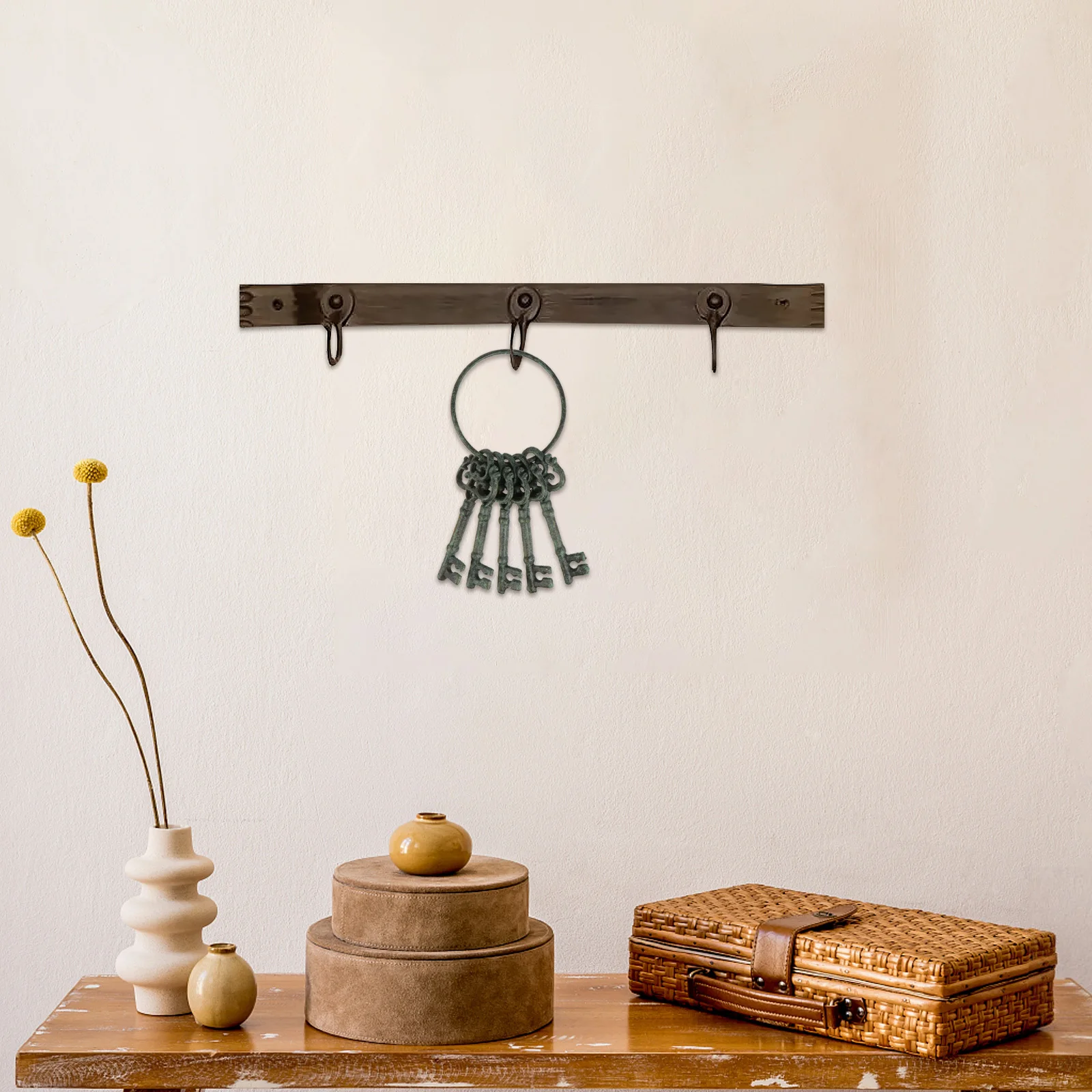 

Vintage Cast Iron Key Ring Retro Wall Decor For Home Garden Decoration Western Church Castle Ornament Iron Crafts Chain