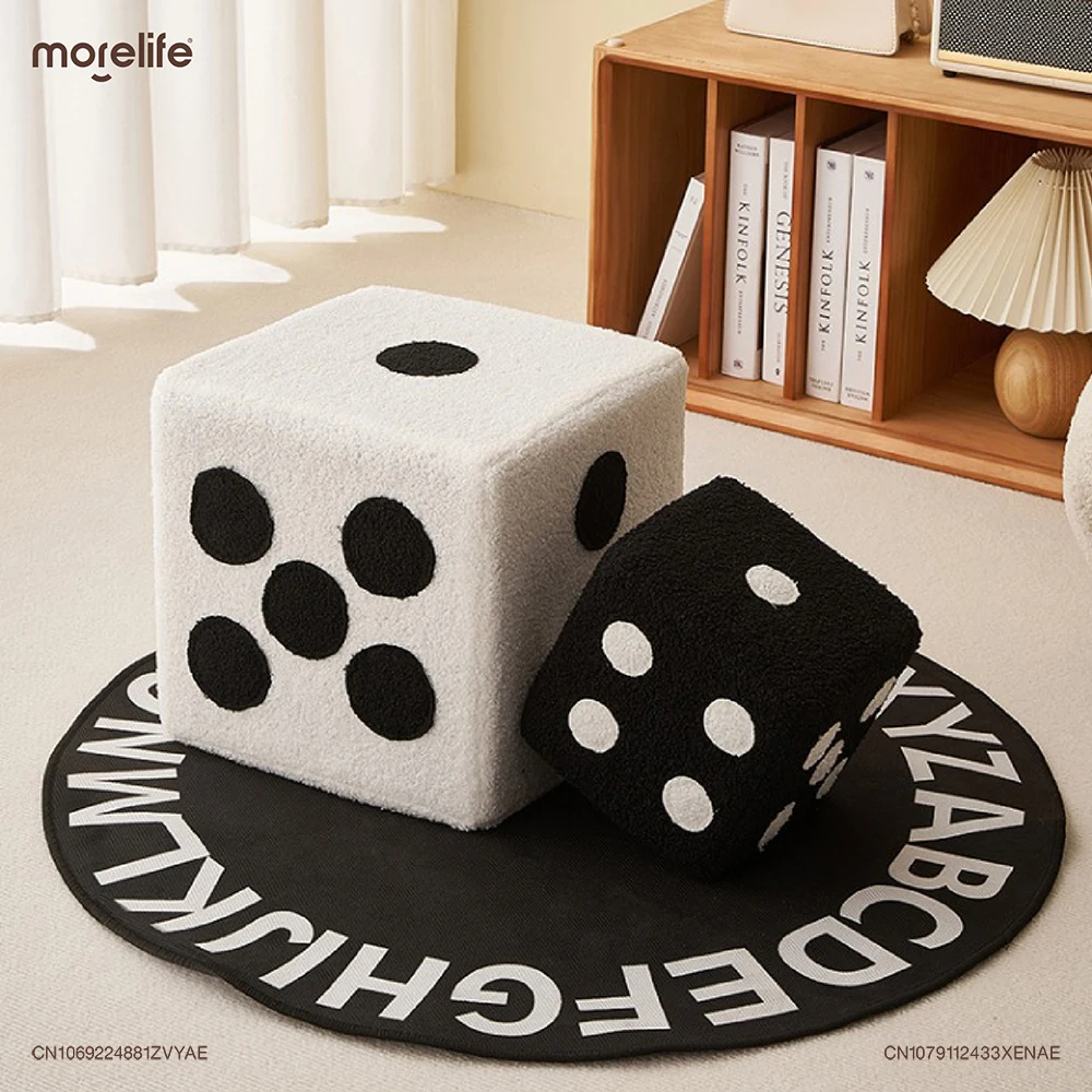 Creative Decoration Dice Cube Shoe Changing Stool Footstool Ottoman Living Room Lamb Fur Fun Stool Foot Pedals Home Furniture