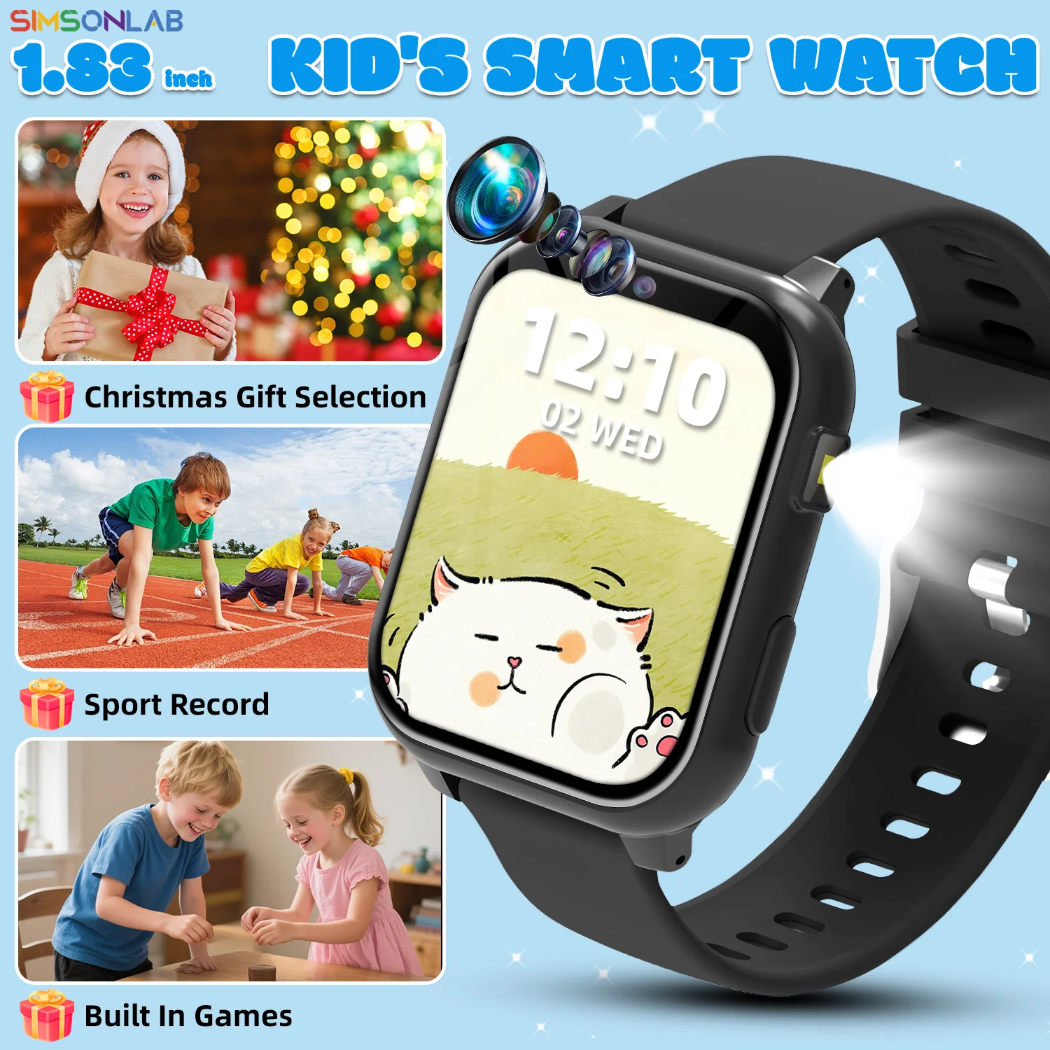 

New Study Smartwatch Children HD Camera Games Flashlight Sleep Monitoring Alarm Calculator Birthday Gift For Boys Girls 2026 Kid