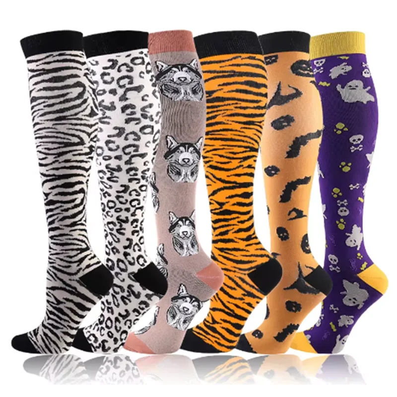 

Compression Socks Halloween Skeleton Bat Stockings Varicose Veins Diabetes Anti Fatigue Bicycle Running Natural Hiking Men Women