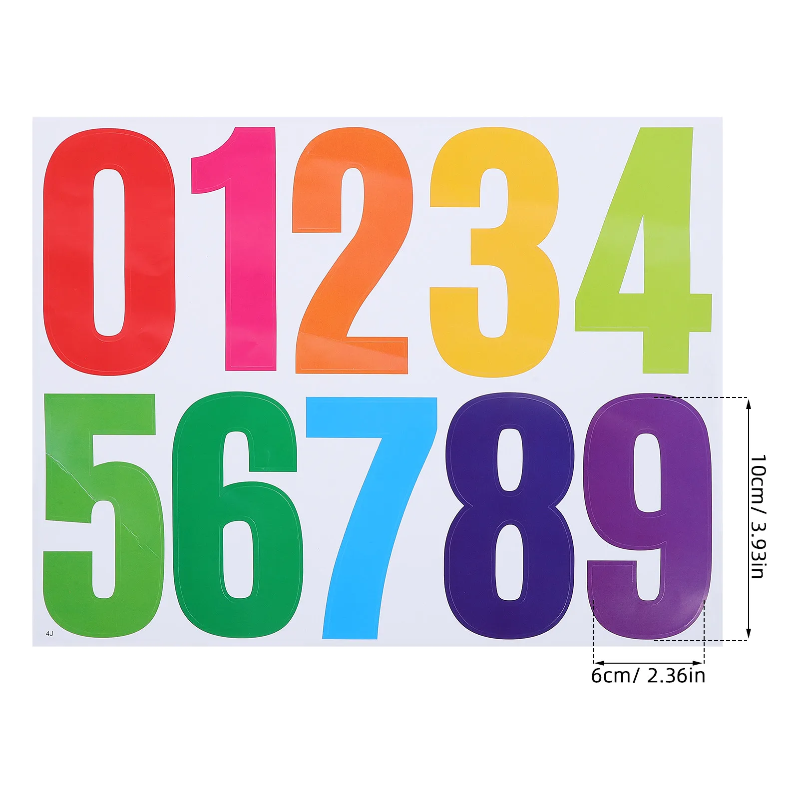 4Sets Waterproof Vinyl Number Stickers Colorful High Visibility Self Adhesive Large 4 Inch for Mailbox Trash Can Office