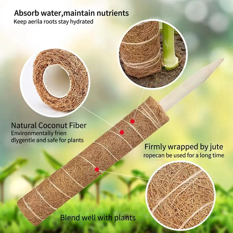 Plant Moss Coir Pole 25/30/40cm Bendable Plant Stakes Plants Climbing Support Extension Palm Vines Stick Garden Flower Decor