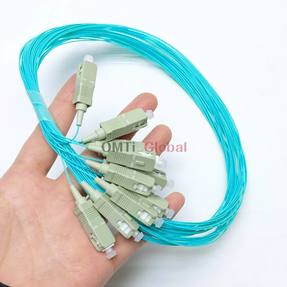 100PCS Fiber Optic Pigtail 0.9Mm Simplex PVC 10 Gigabit Multimode OM3 SC UPC FTTH