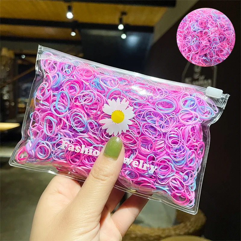 1000Pcs/Pack Colorful Small Disposable Hair Bands Scrunchie Girls Elastic Rubber Band Ponytail Holder Hair Accessories Hair Ties