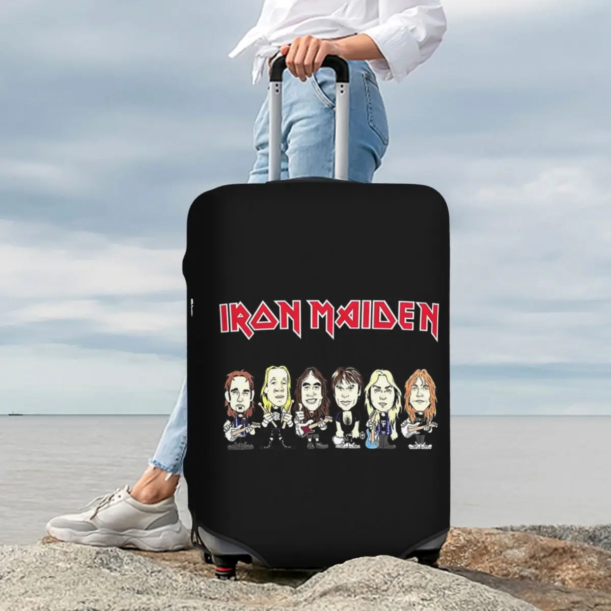 

Креативный ретро Ironmaiden Rock Band чехол для чемодана, защитные эластичные защитные чехлы для багажа для путешествий 18-32 дюймов