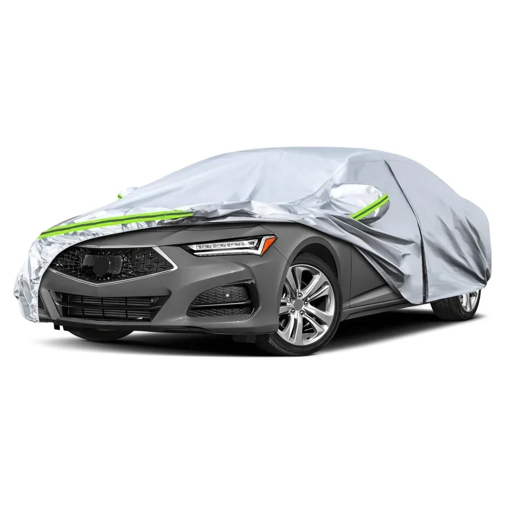 Car Cover Replace For Acura TLX2015-2024  Silver All Weather With Zipper Door Windproof Band For Snow Rain Dust Hail Protection