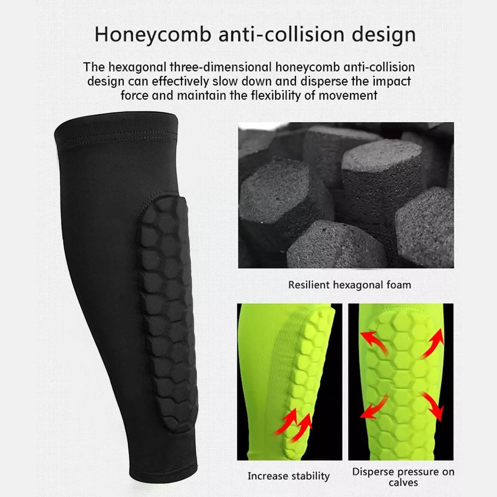 1pc Honeycomb Soccer Shin Guards Football Shields Sports Protector Sleeves Leg Gear Shinguards Shank Legging Protective J9q2