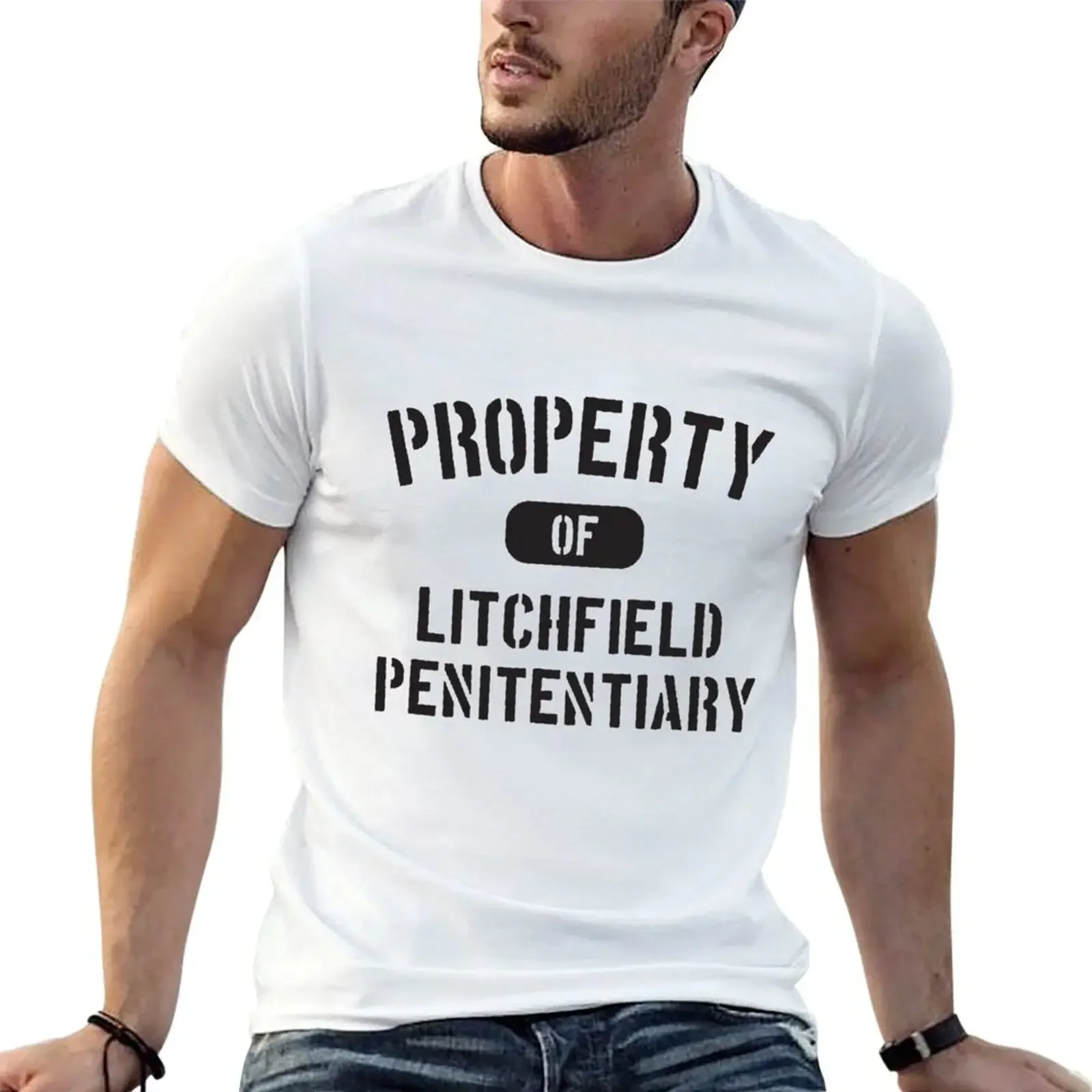 Property Of Litchfield Penitentiary T-Shirt korean fashion baggy shirts shirts graphic Men's t shirts