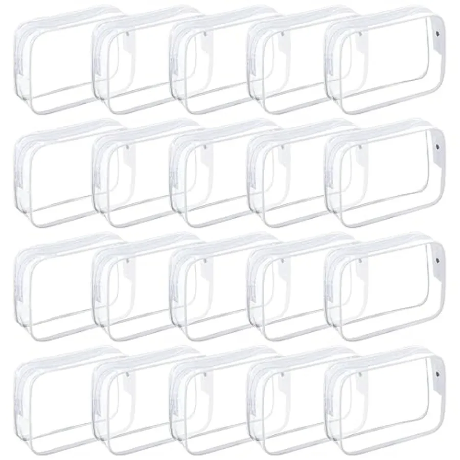20 Packs Clear Cosmetics Bags for Women Men Waterproof Toiletry Bags PVC Makeup Bags Organizer Case with Zipper for Travel Bath