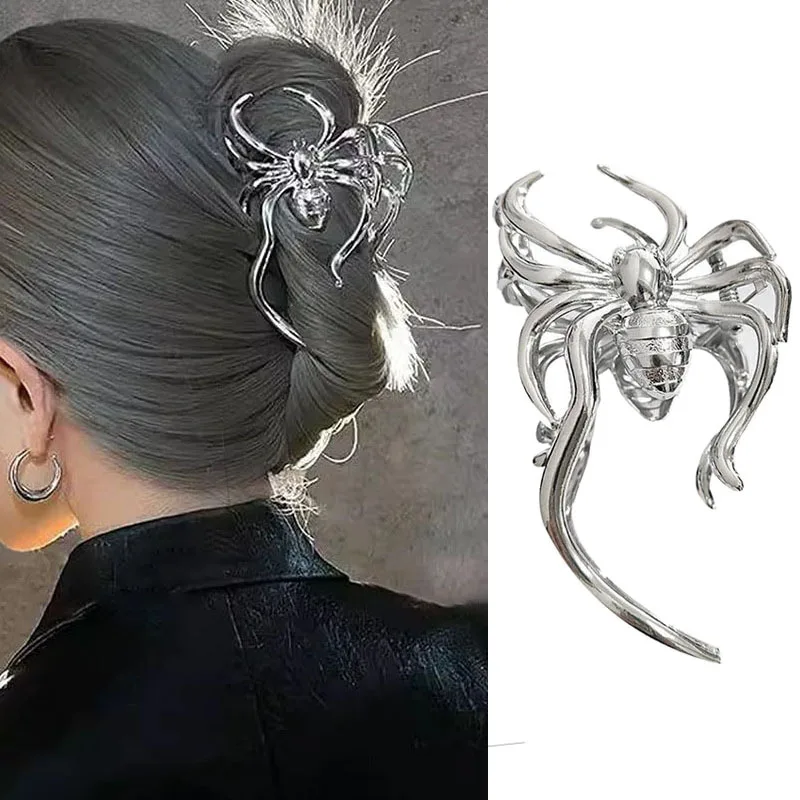 Halloween Schwarze Spinne Haar Klaue Clips Gothic Metall Haar Clips Starken Halt Shark Klemmen Punk Charme Haar Zubehör Für Frauen