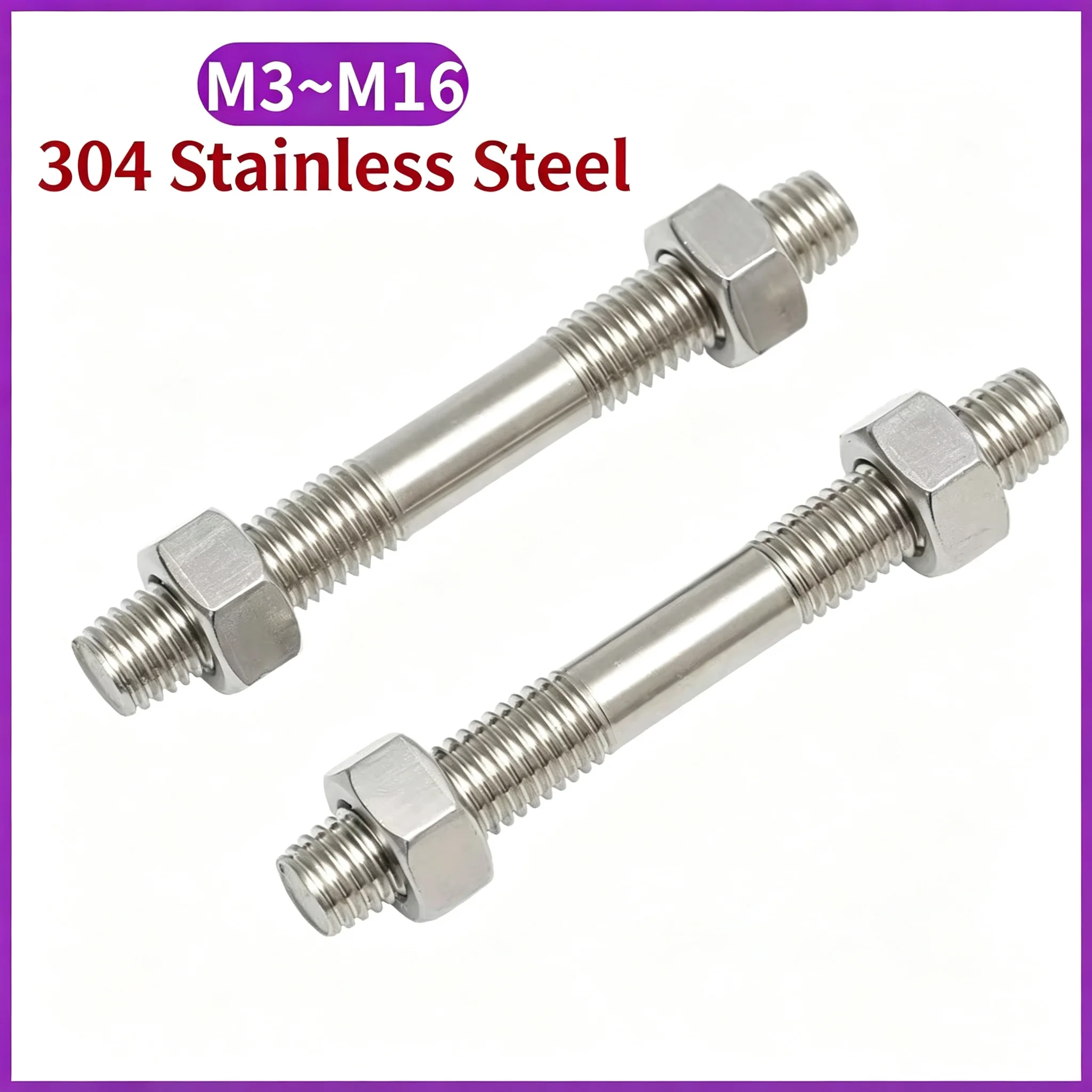 

Both End Threaded Dual Thread Stud Rod 304 Stainless Steel Bolt & Hexagon Nut Assortment M3 to M16