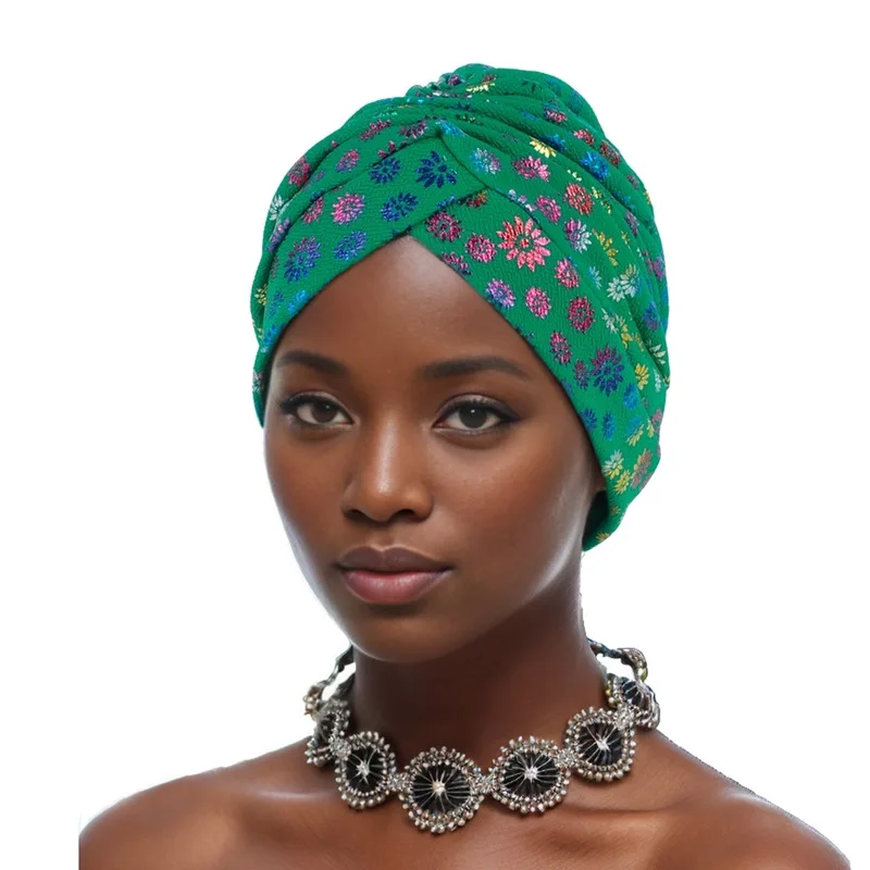 2024 New Women Printed Knot Turban Indian Muslim Headwraps Chemo Cap Hijab Beanie Bonnet Head Wrap Bandanas Hair Loss Headscarf