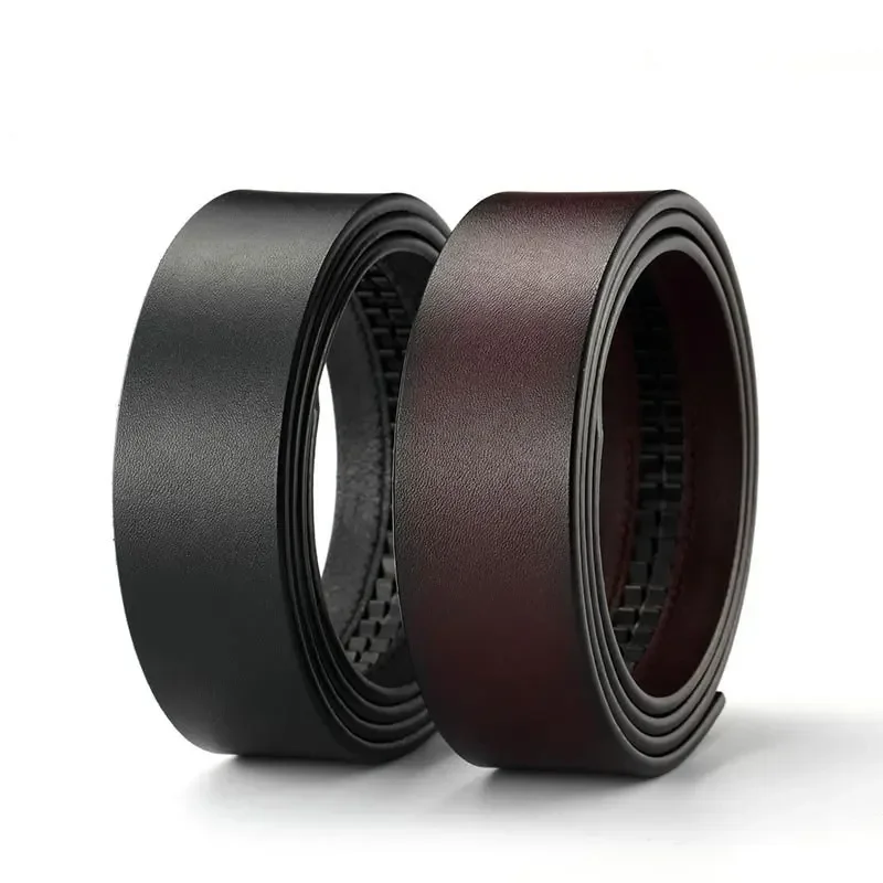 Unisex Leather Belt No Buckle for Automatic Buckle Vintage Belt Body 3.50 cm Straps Width Black Brown